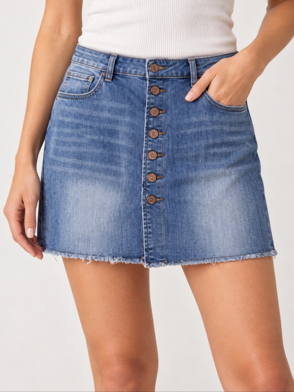 EUC Indigo Rein women's distressed mini jeans skirt, 11/29, blue